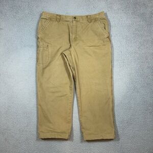 L.L.Bean Katahdin Iron Works Men's Khaki Flannel Lined Carpenter Pants 40x30